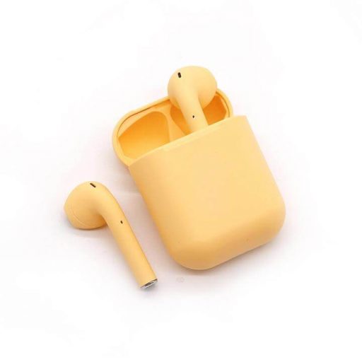 TWS i12 Yellow With SENSOR TOUCH V5.0 High Quality Universal Dual Pair Bluetooth Earbuds Stereo Earphone With Charging Box for both iphone and android